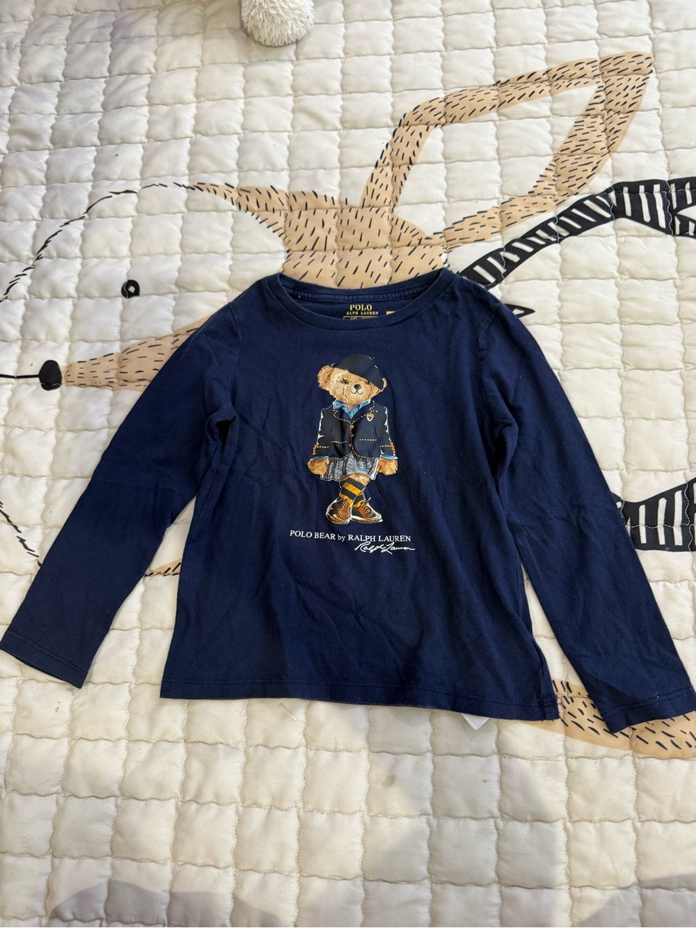 Polo by Ralph Lauren Navy Bear Graphic Long-Sleeve Tee